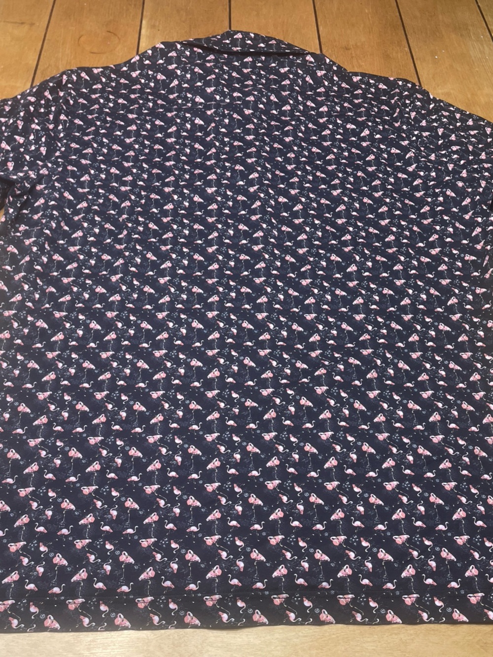 Bugatchi OooCotton 8 Way Tech Black Polo with Pink Flamingo Motif Size Large - Picture 12 of 16